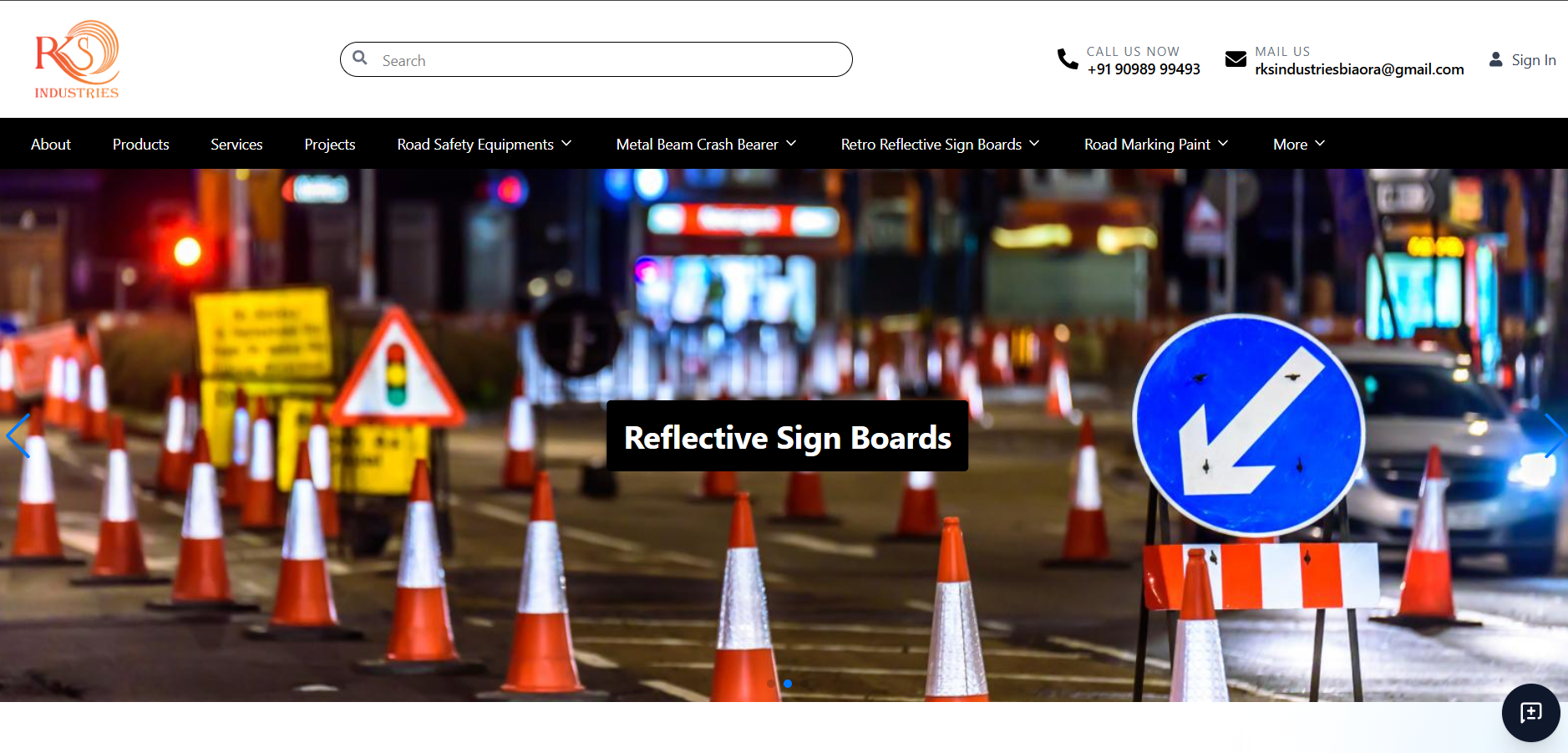 RKS Industries Product Website project screenshot